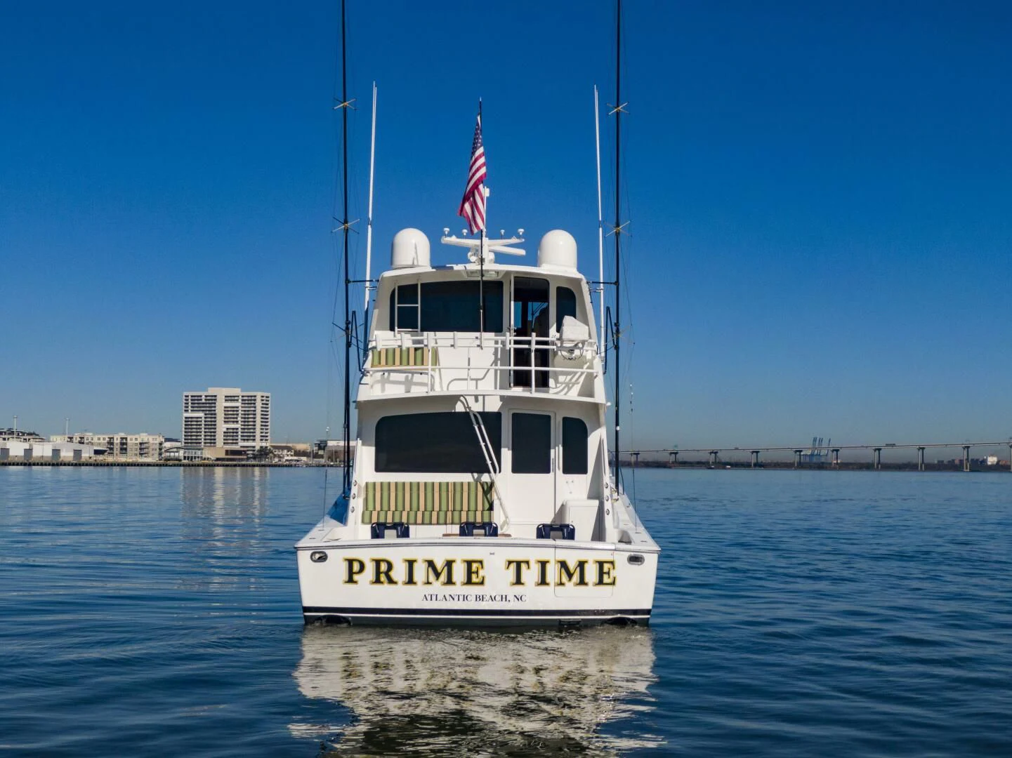 a boat on the water aboard PRIME TIME Yacht for Sale