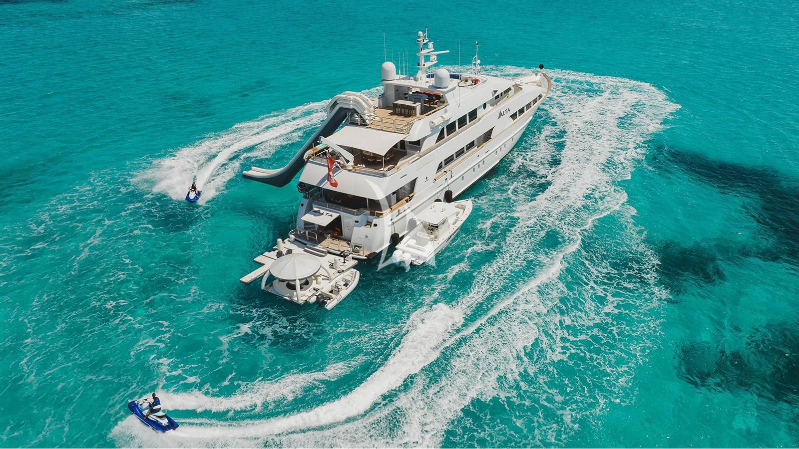 a ship in the ocean aboard ALTA Yacht for Sale