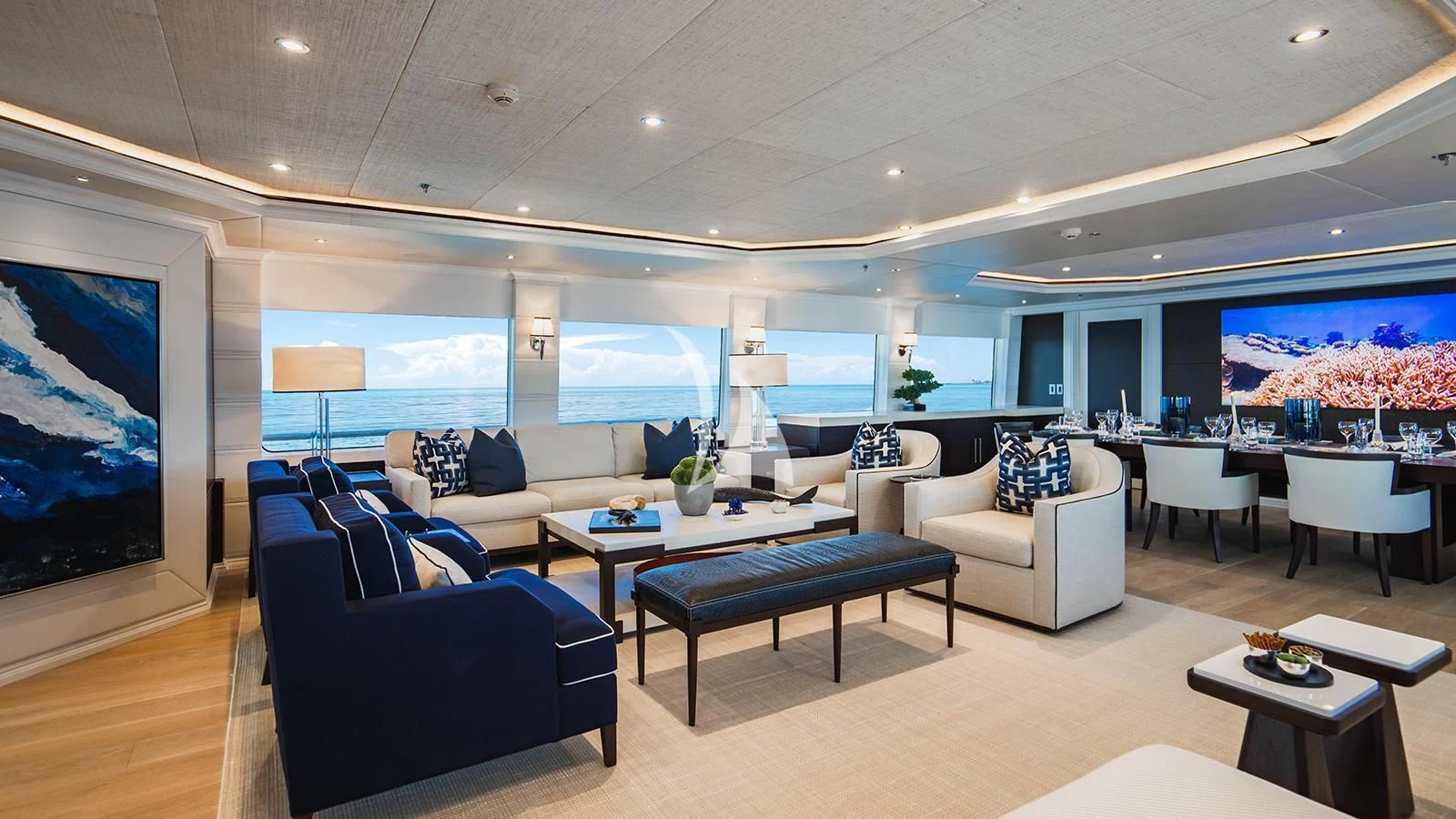 a room with a large screen aboard ALTA Yacht for Sale