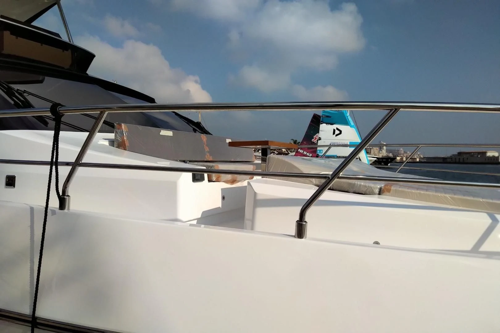a plane on the runway aboard SERENITY Yacht for Sale