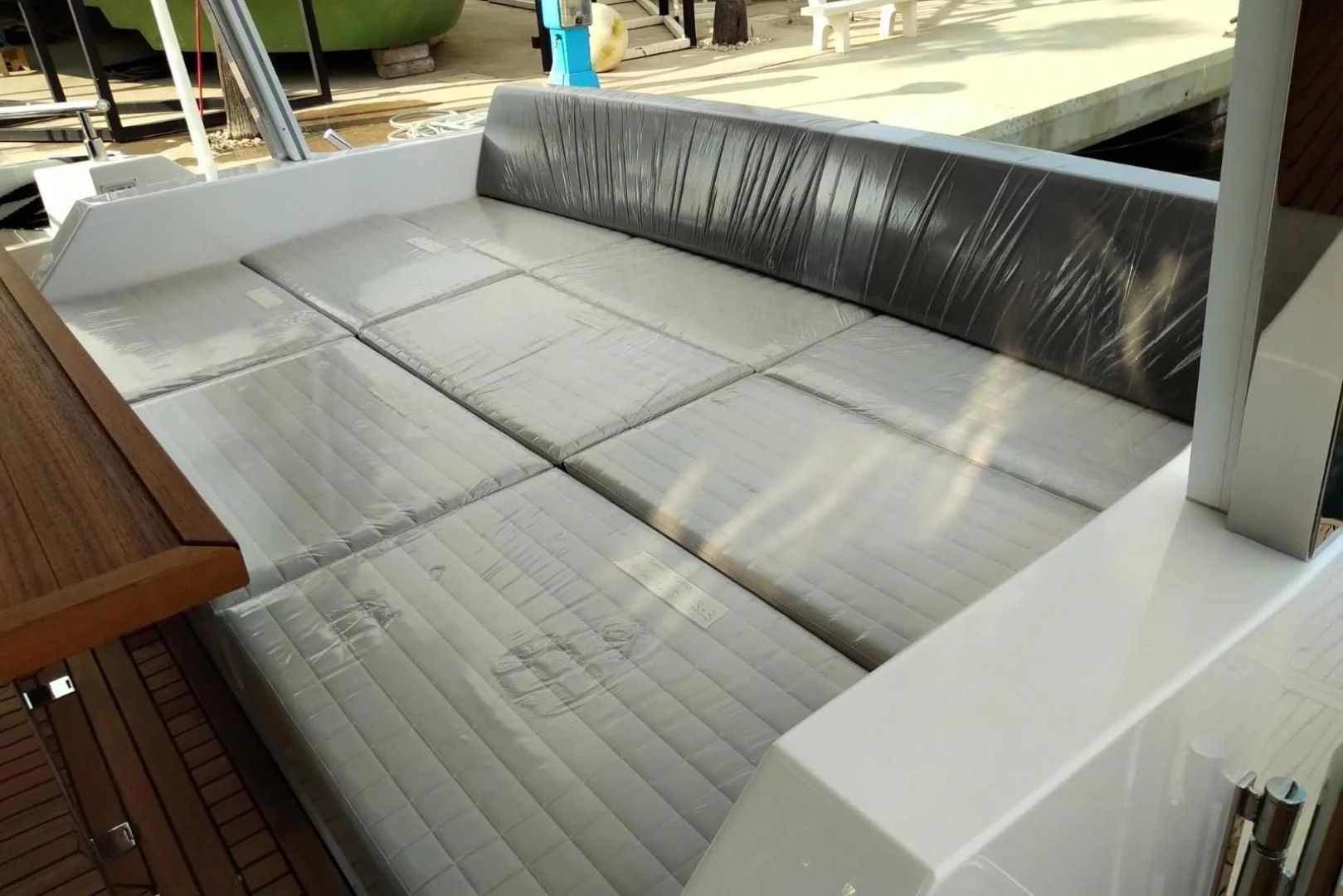 a glass table with a glass top aboard SERENITY Yacht for Sale