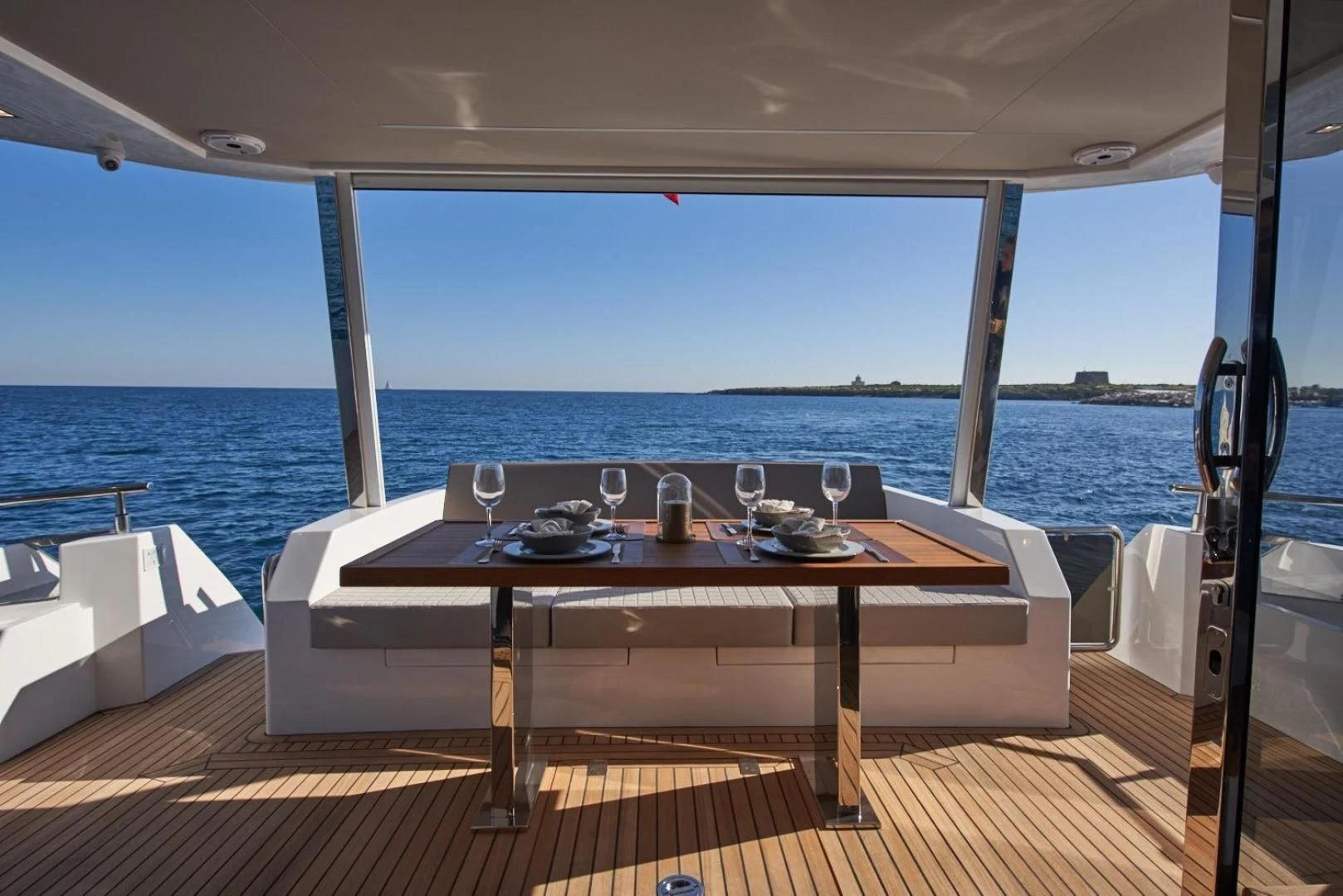 a table on a boat aboard SERENITY Yacht for Sale
