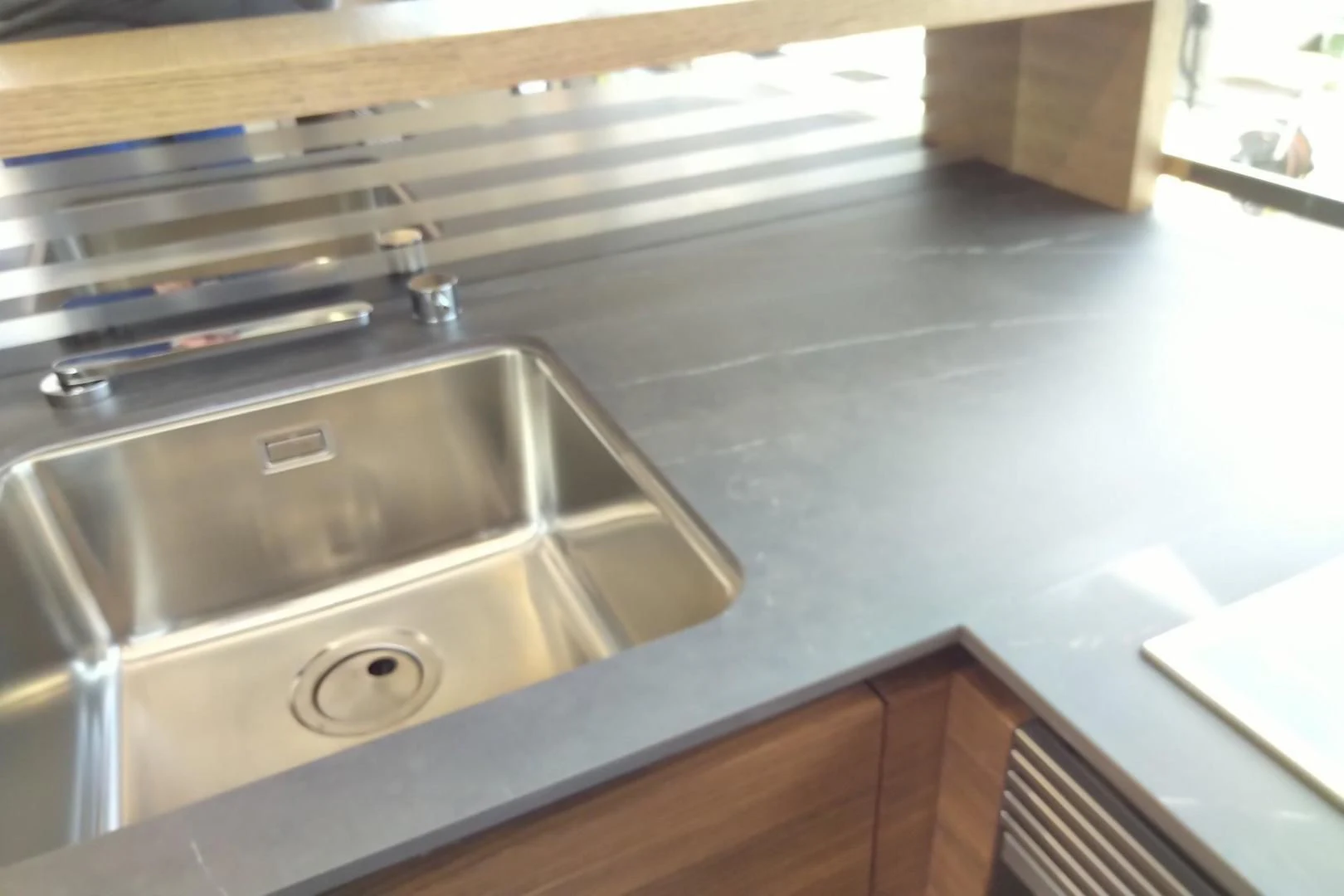 a kitchen sink with a faucet aboard SERENITY Yacht for Sale