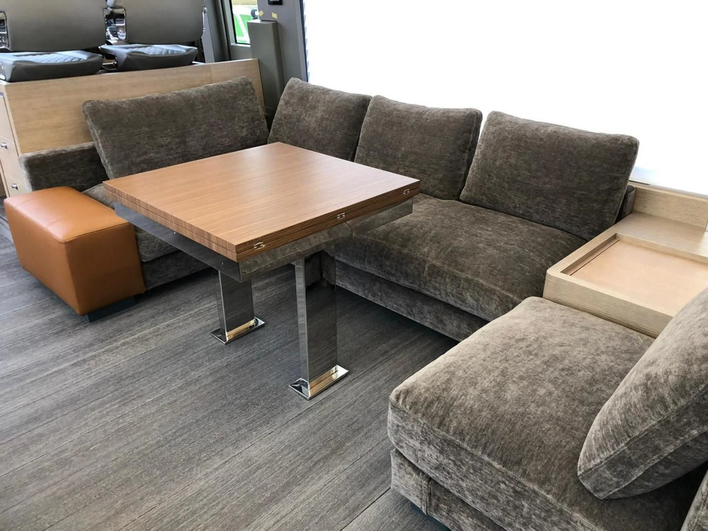 a coffee table in a room aboard SERENITY Yacht for Sale