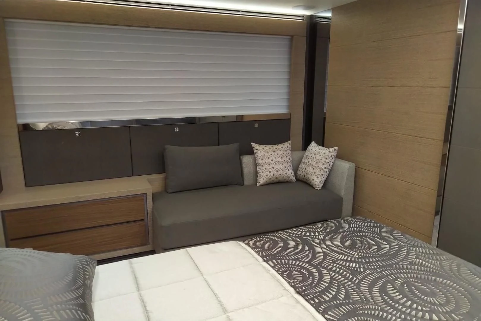 a bed in a room aboard SERENITY Yacht for Sale