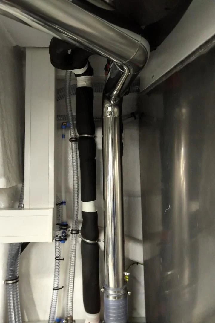 close-up of several pipes aboard SERENITY Yacht for Sale
