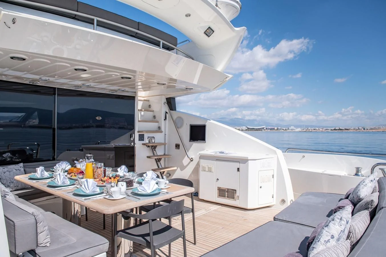 a boat on the water aboard BLADE 6 Yacht for Charter