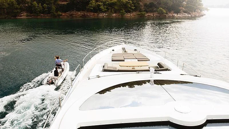 a boat on the water aboard BLADE 6 Yacht for Charter