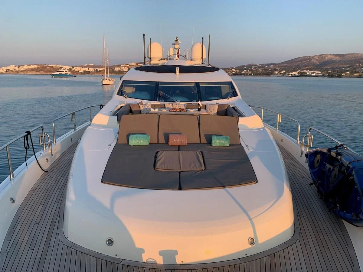 a boat on a body of water aboard BLADE 6 Yacht for Charter
