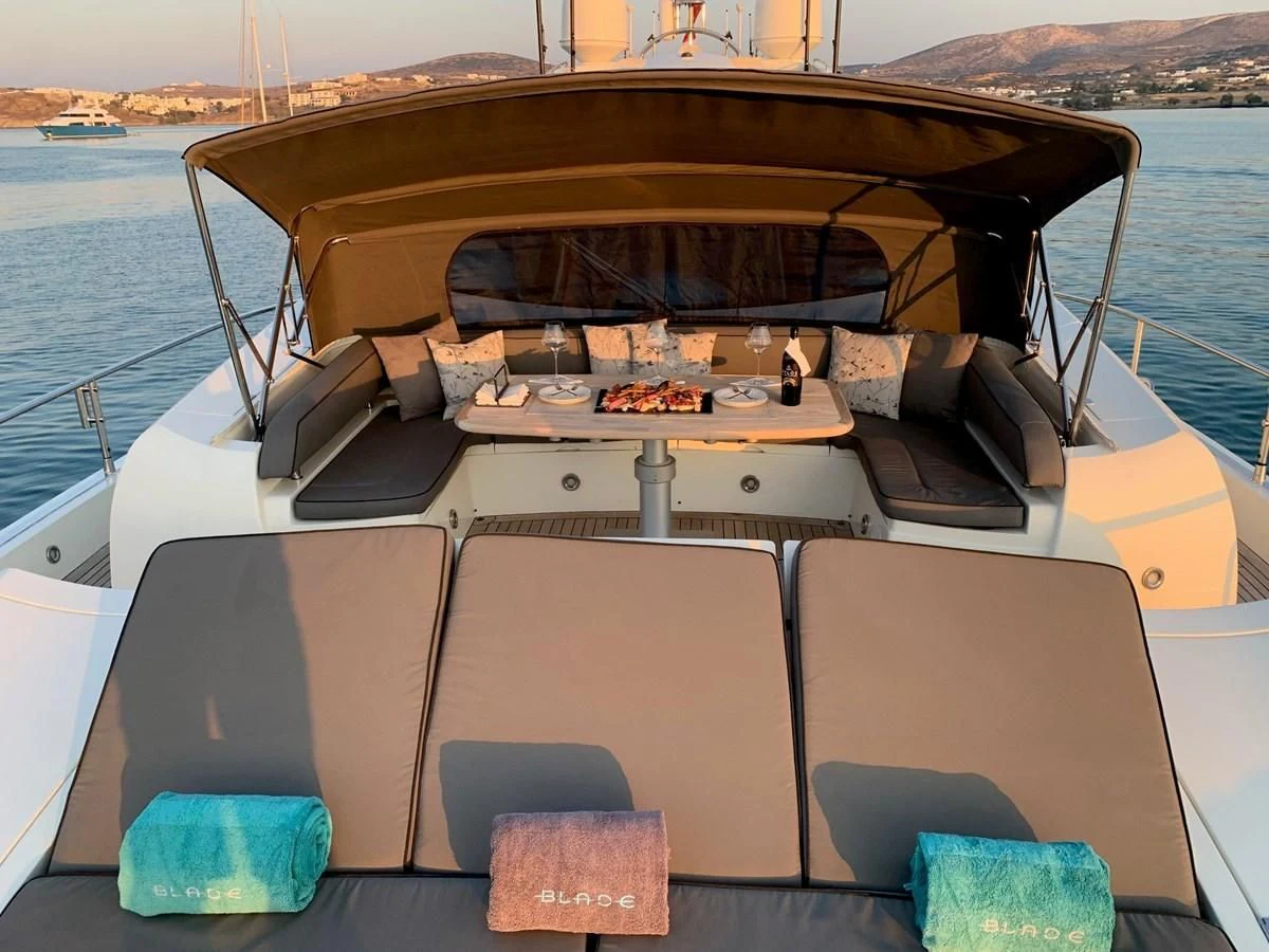 the inside of a boat aboard BLADE 6 Yacht for Charter