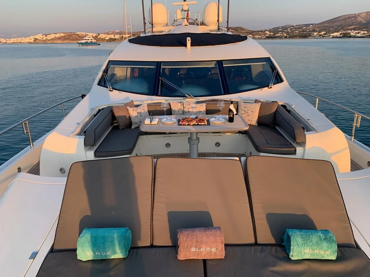 a boat on the water aboard BLADE 6 Yacht for Charter