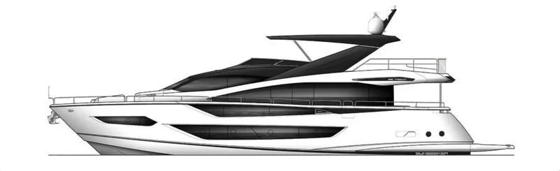 a black and white photo of a boat aboard SUNSEEKER 88/508 Yacht for Sale