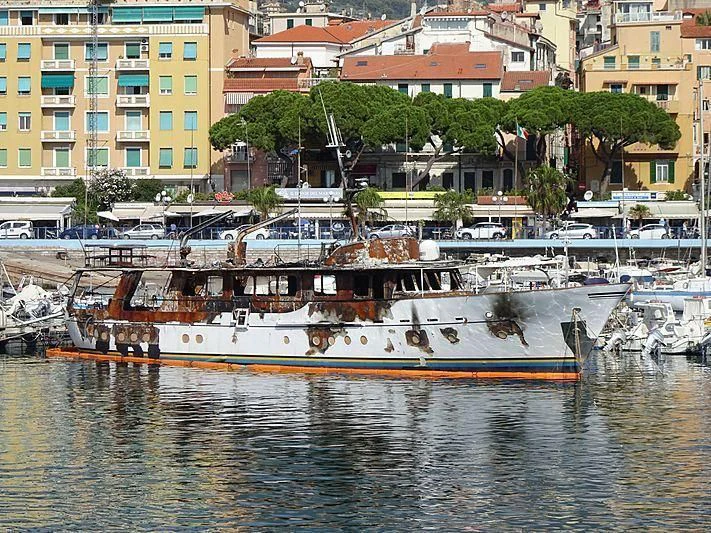 a large boat is parked in the water aboard PAMELA IV Yacht for Sale