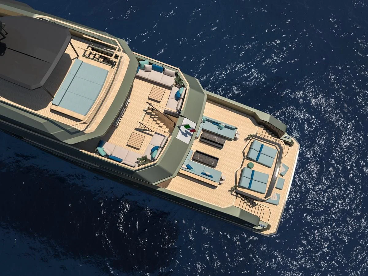 a high angle view of a ship aboard FL38 Yacht for Sale
