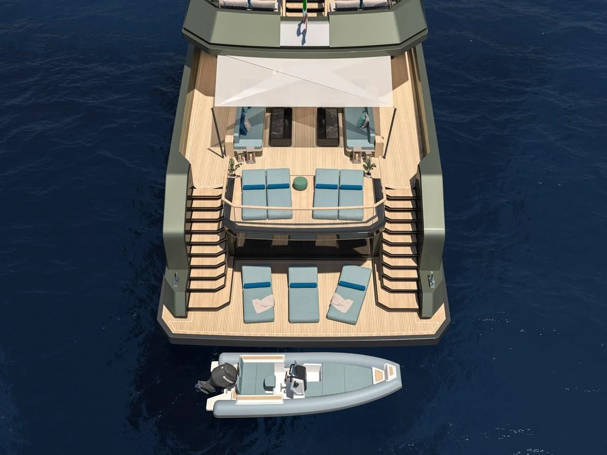 a small boat on the water aboard FL38 Yacht for Sale