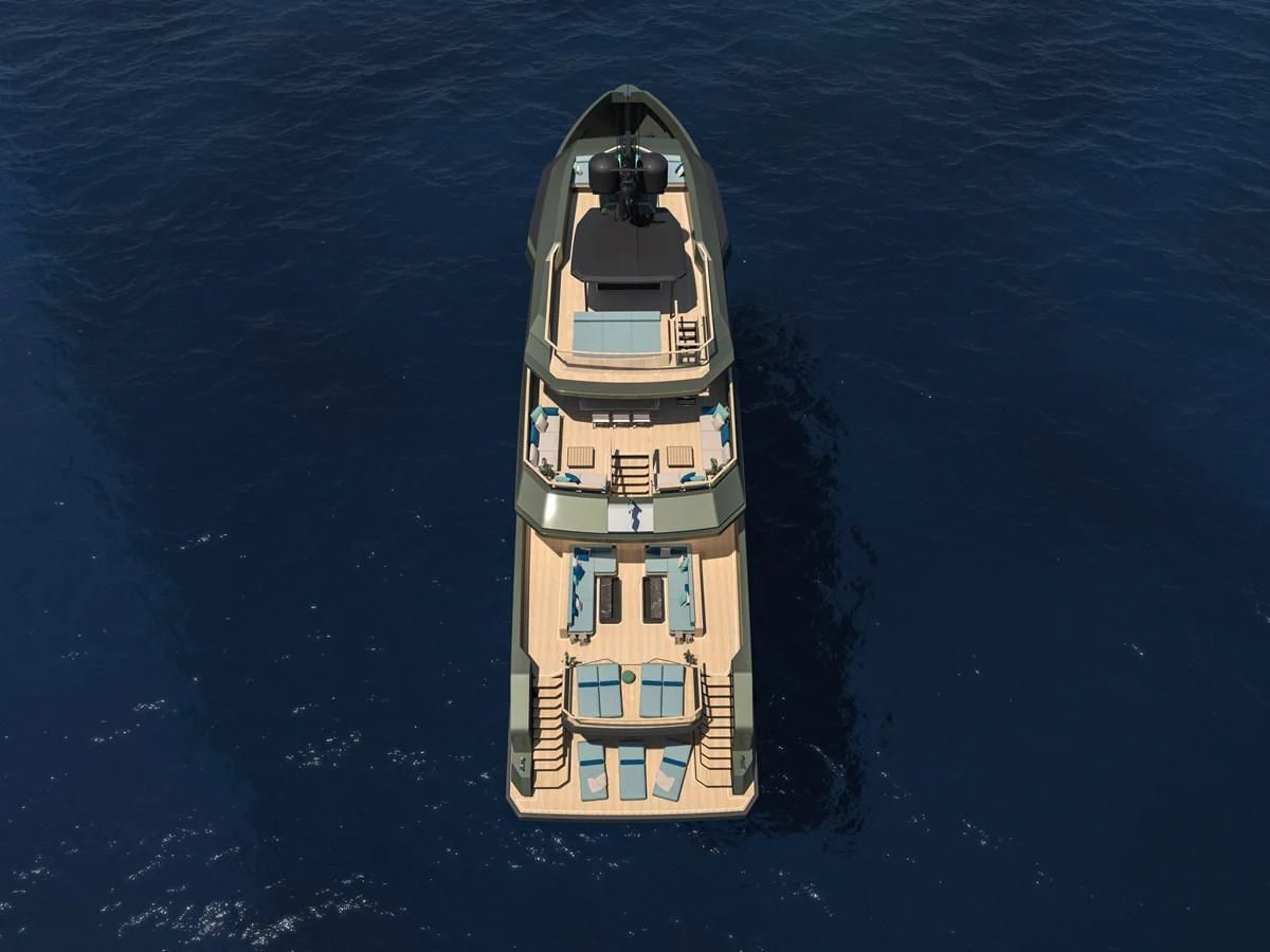 a high angle view of a ship aboard FL38 Yacht for Sale