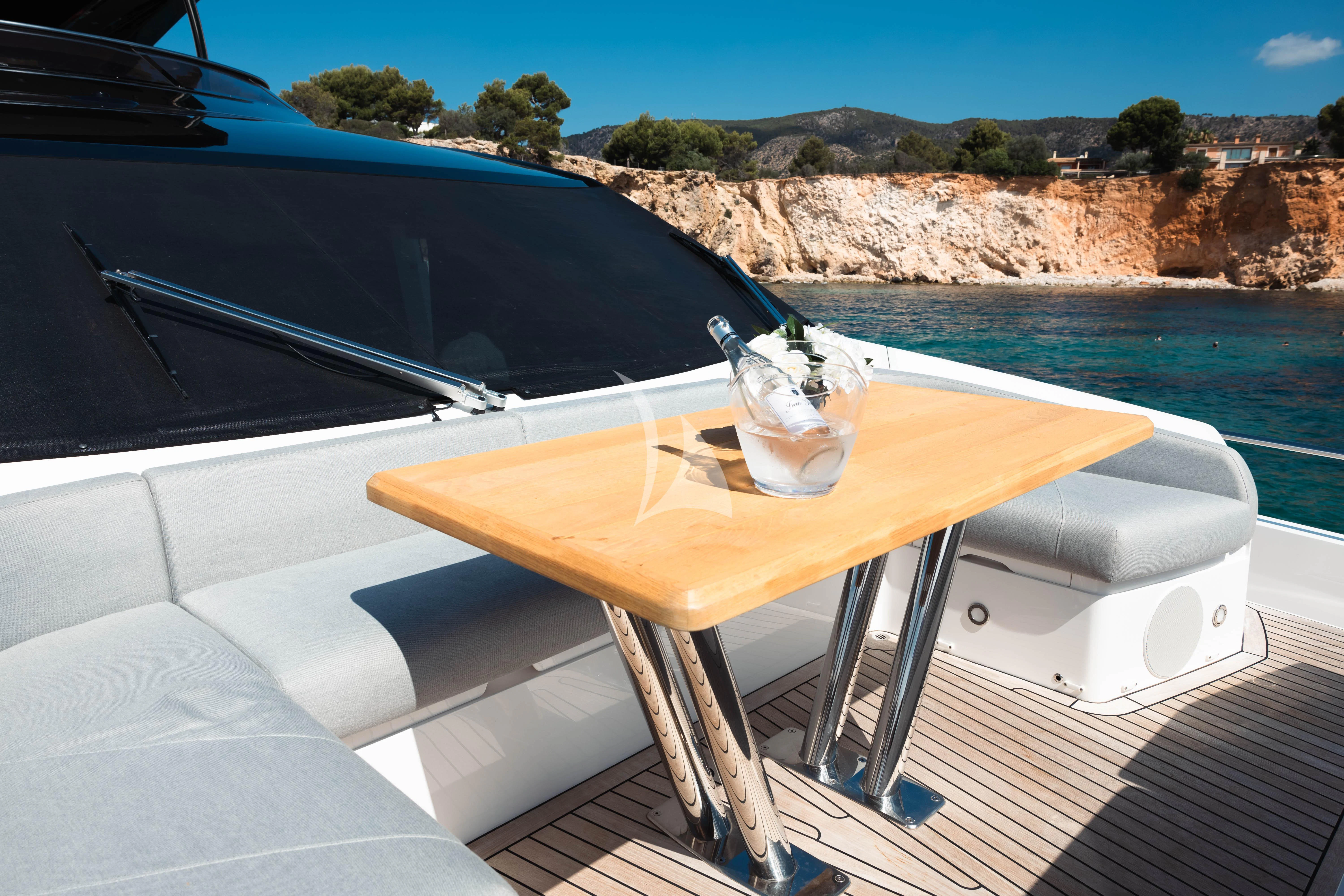 a glass of milk on a boat aboard MOONLIGHT Yacht for Sale