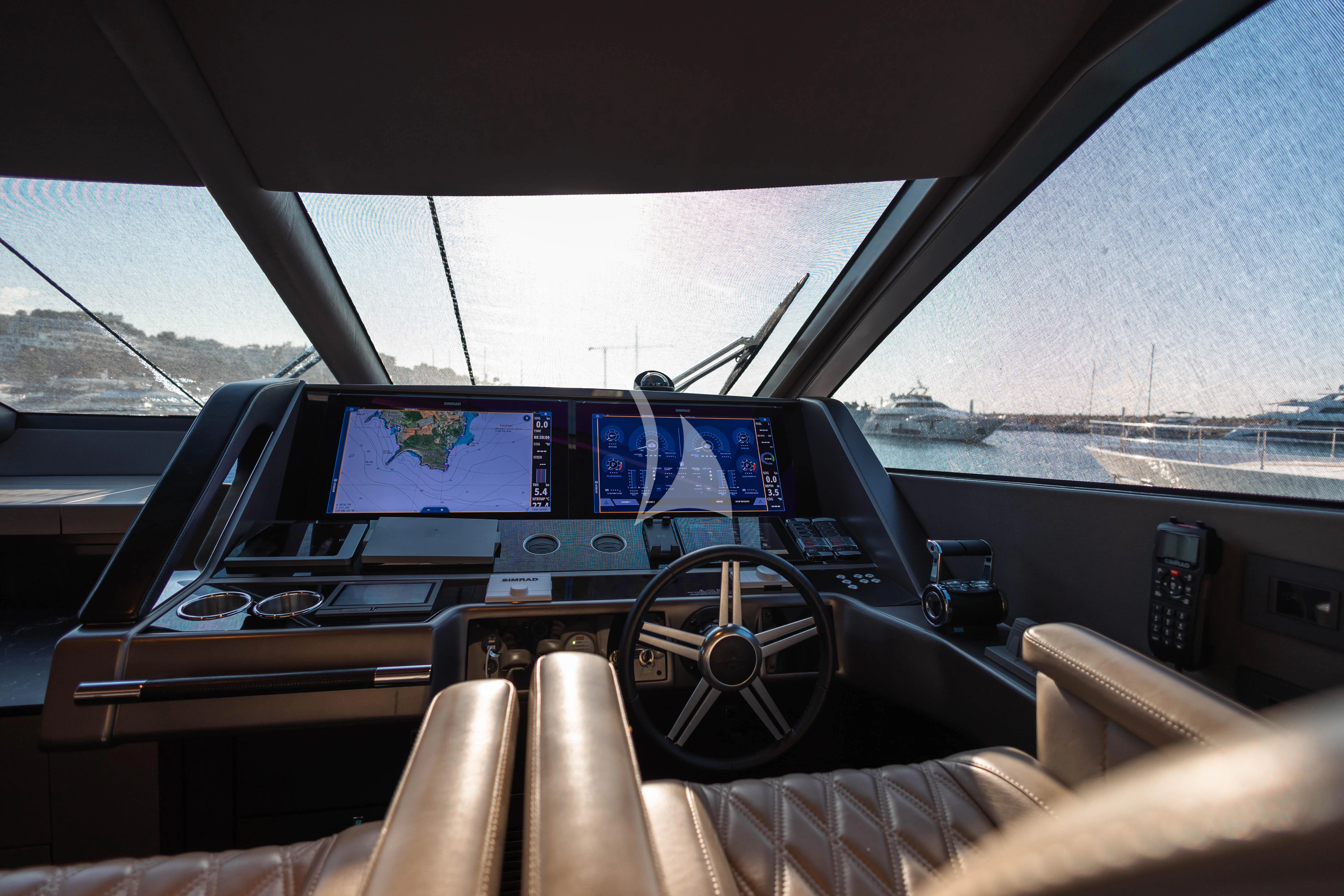 inside of a car aboard MOONLIGHT Yacht for Sale