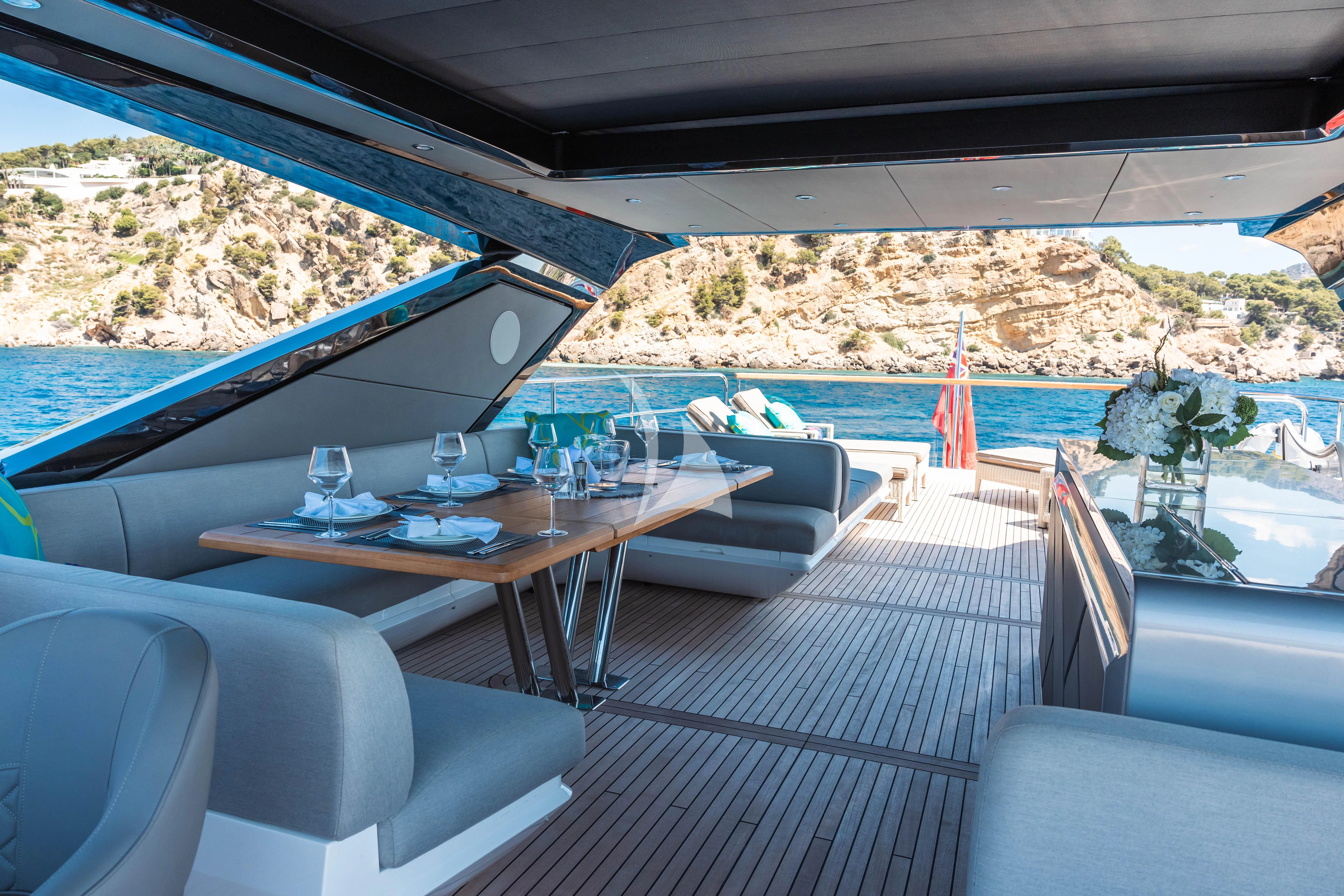 a table on a boat aboard MOONLIGHT Yacht for Sale