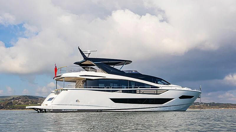 a white yacht on the water aboard MOONLIGHT Yacht for Sale