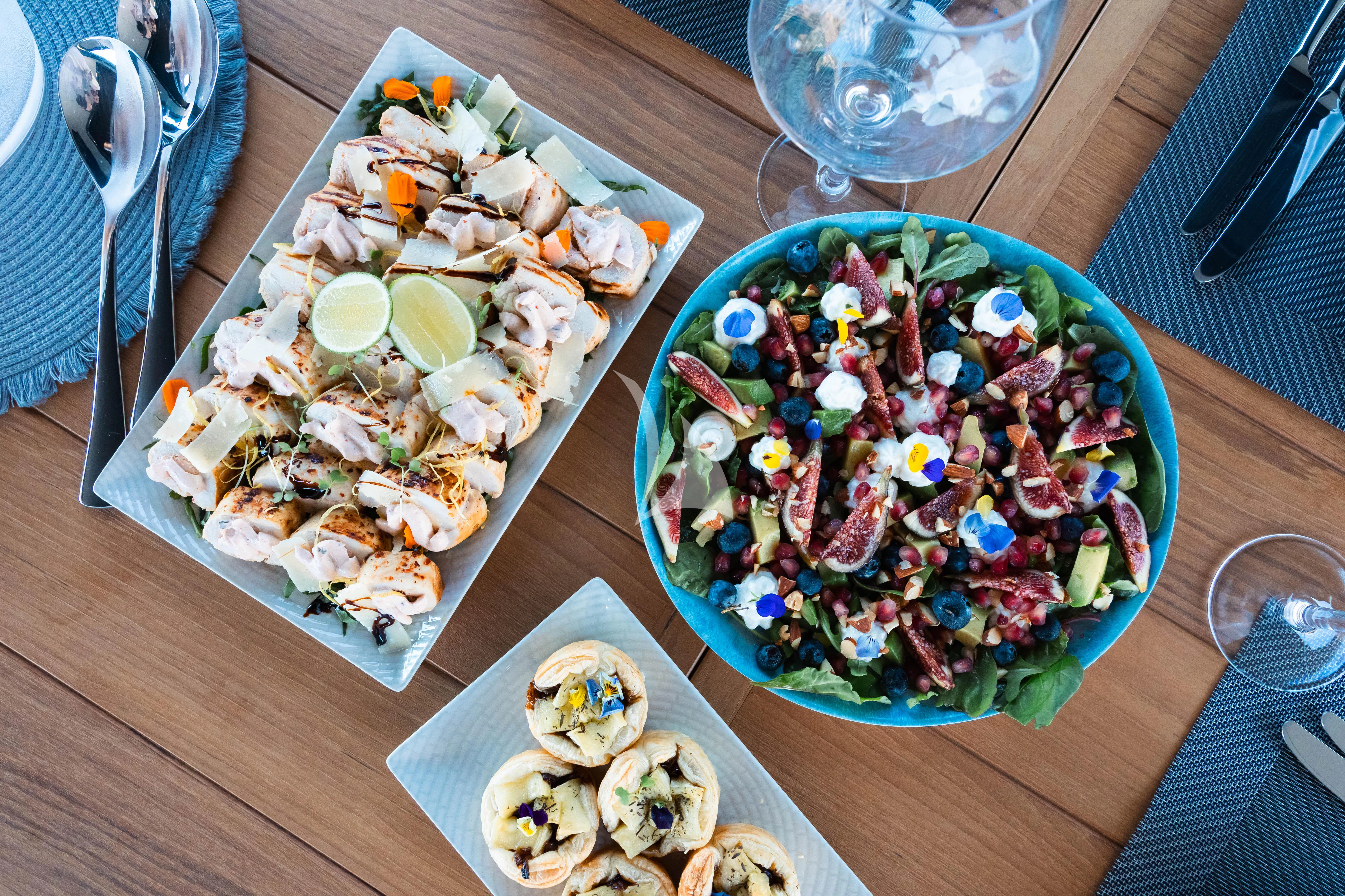 a couple of plates of sushi aboard MOONLIGHT Yacht for Sale