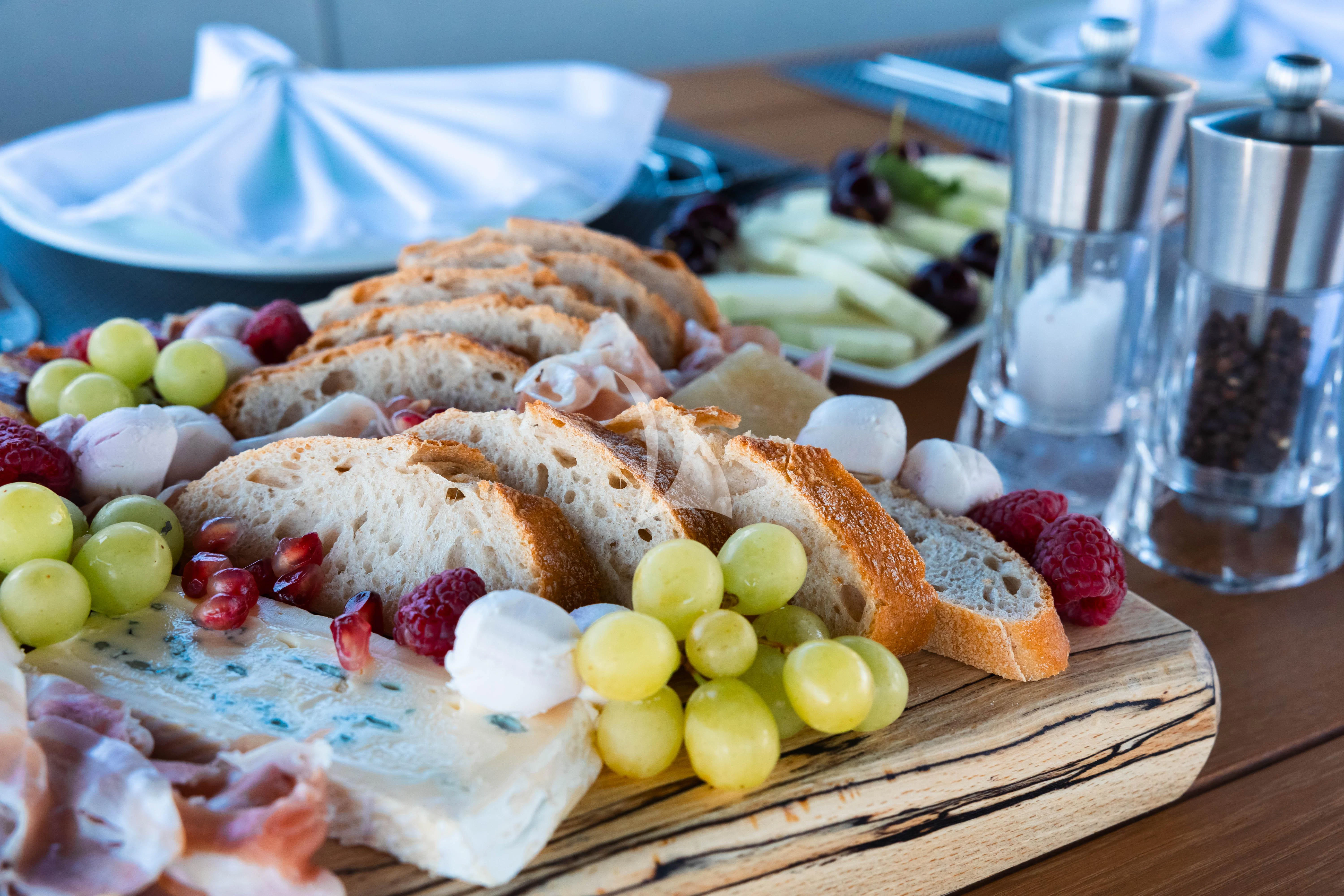 a plate of food aboard MOONLIGHT Yacht for Sale