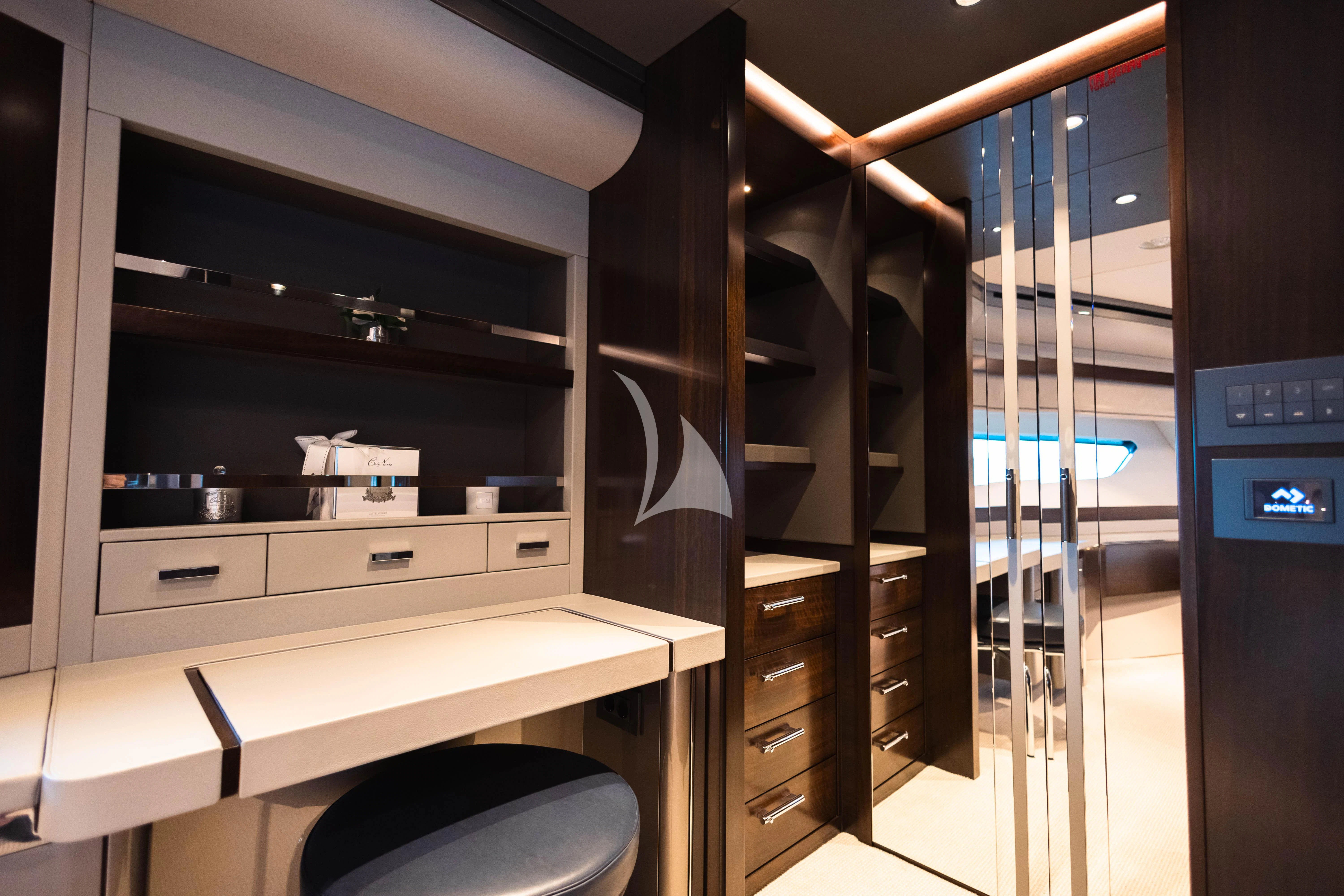 a room with a desk and computer aboard MOONLIGHT Yacht for Sale