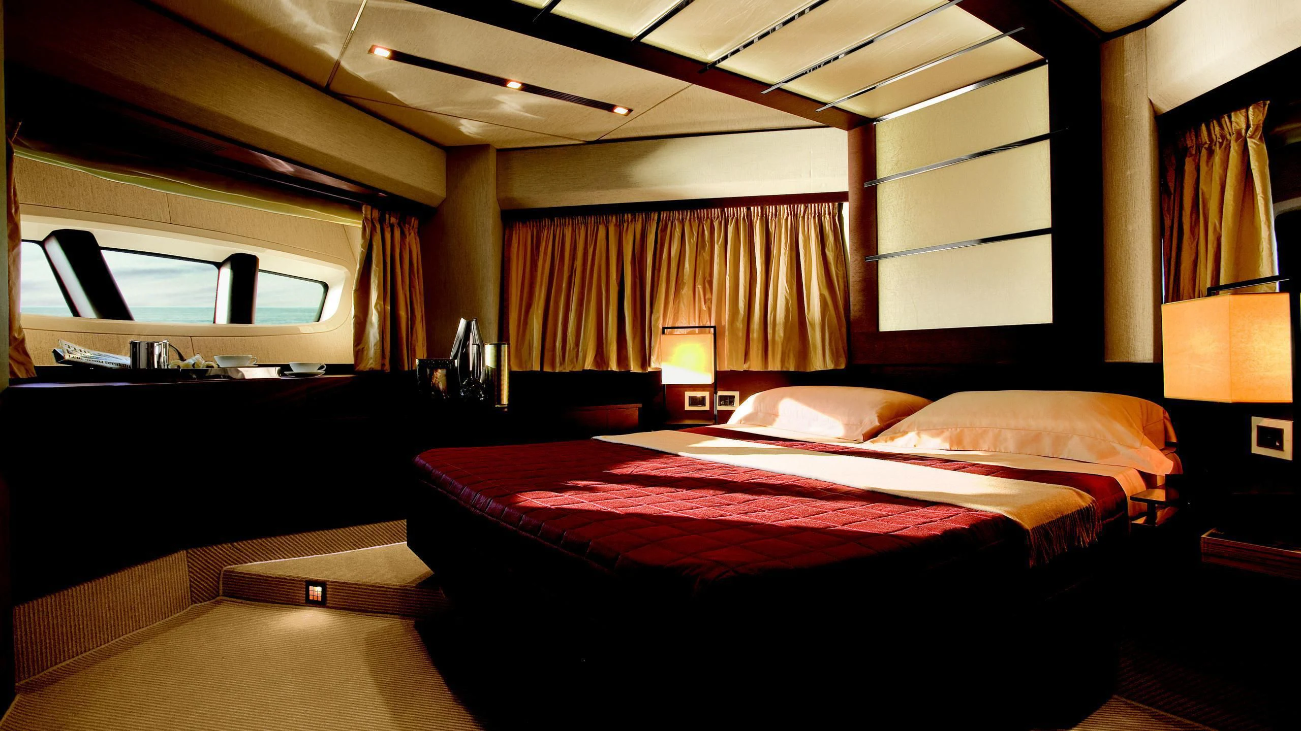 a room with two beds aboard DUKE Yacht for Sale