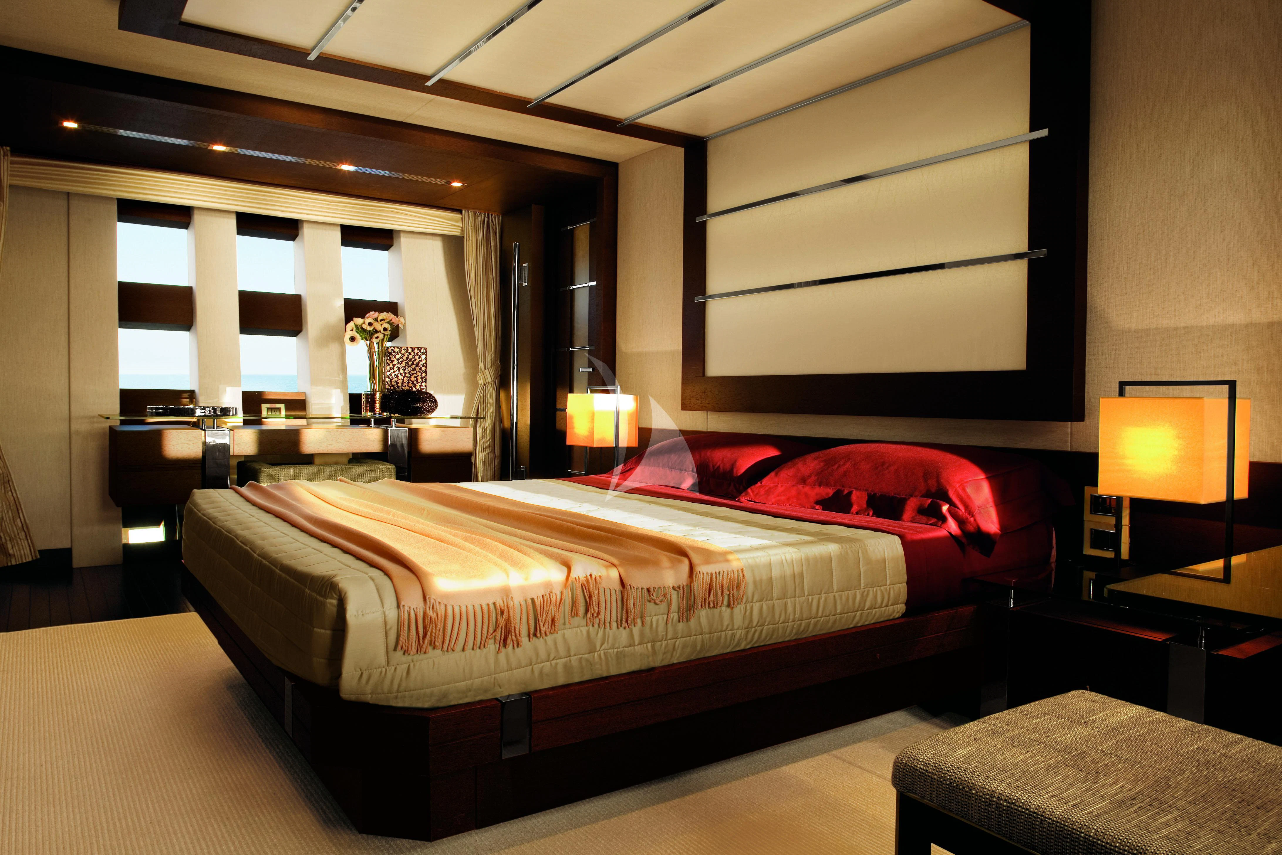 a bed in a room aboard DUKE Yacht for Sale