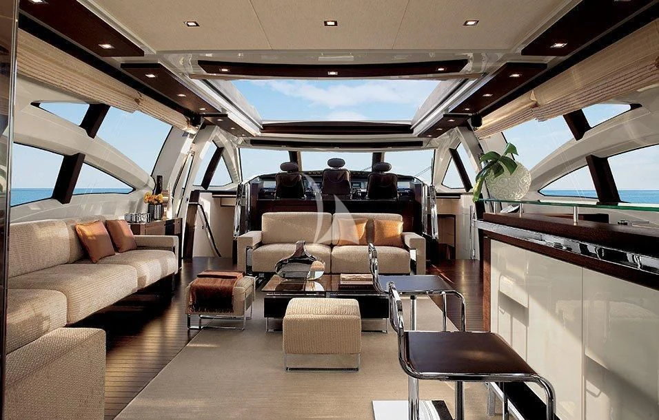 a group of people inside a train aboard DUKE Yacht for Sale