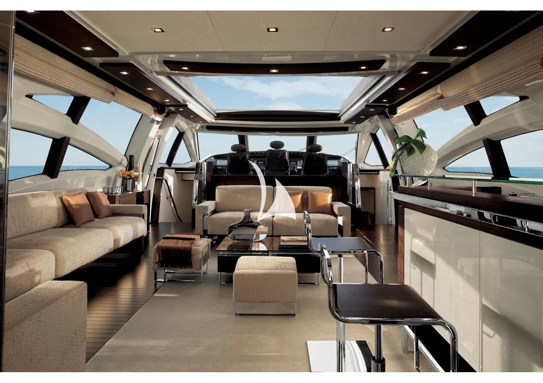 a room with a couch and chairs aboard DUKE Yacht for Sale