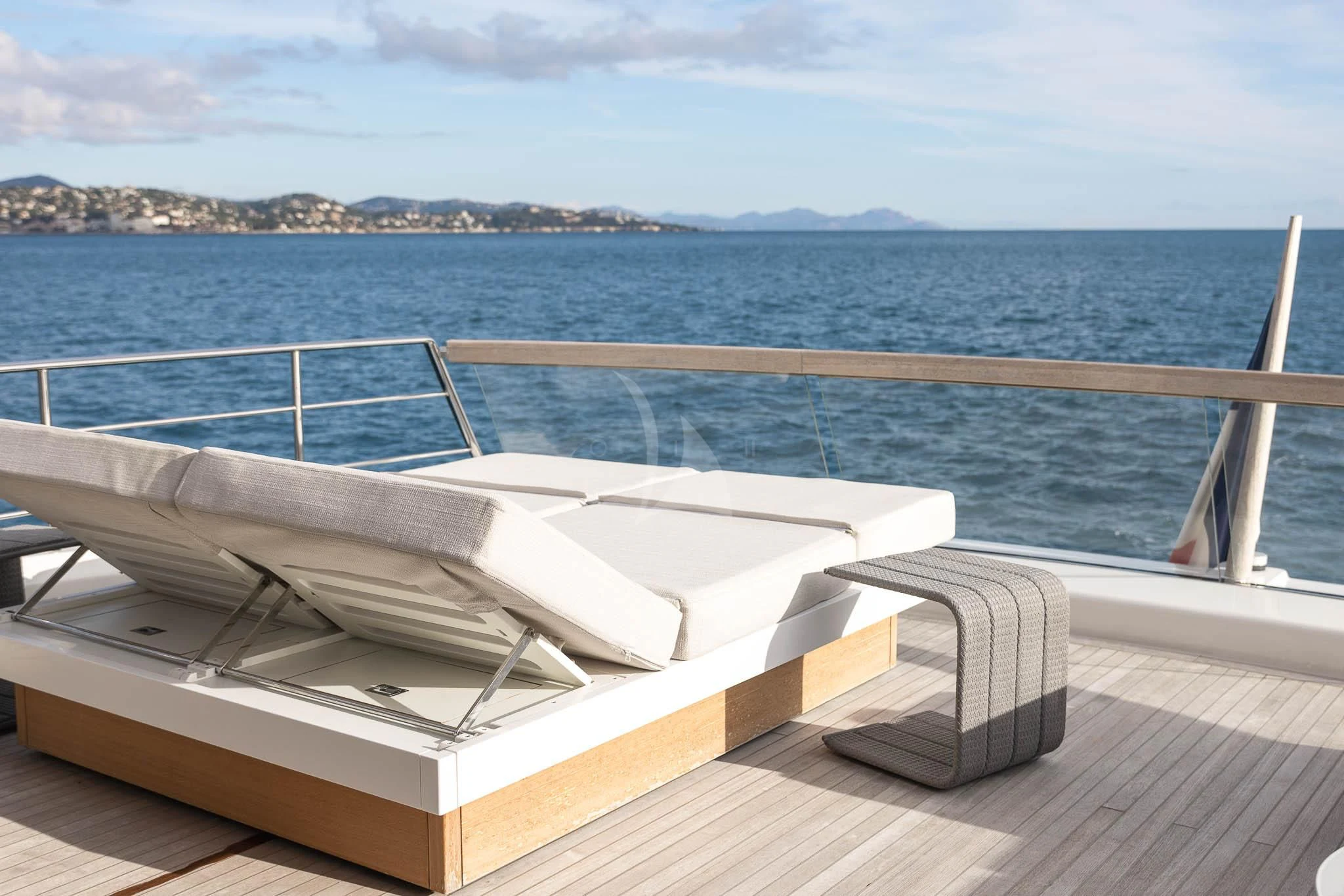 a boat on a deck aboard VINCI II Yacht for Sale