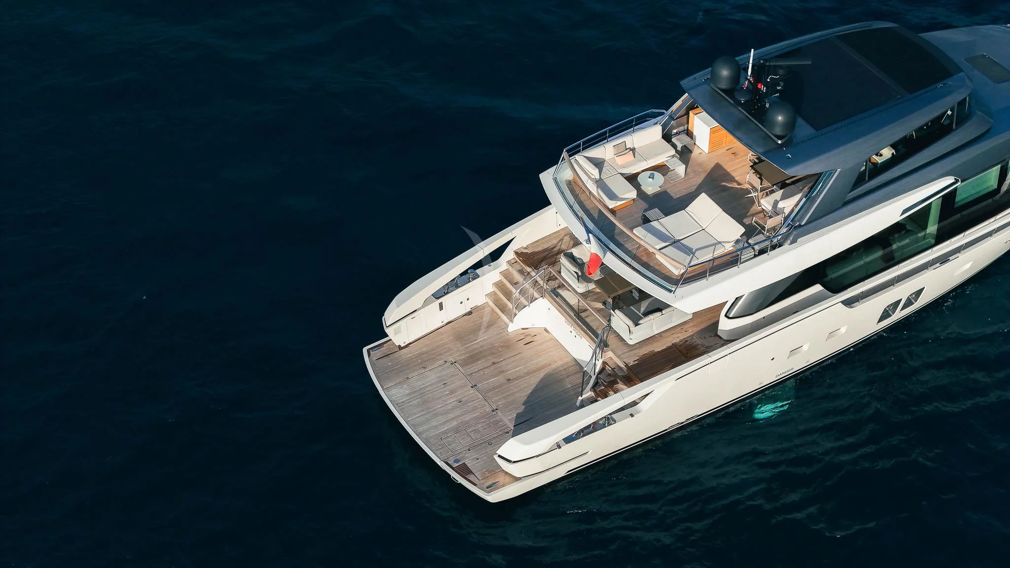 a high angle view of a boat aboard VINCI II Yacht for Sale