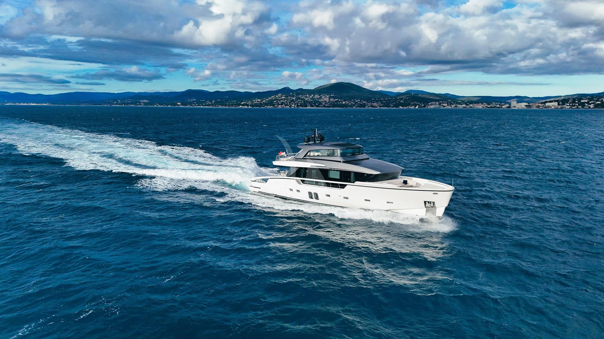 a boat on the water aboard VINCI II Yacht for Sale