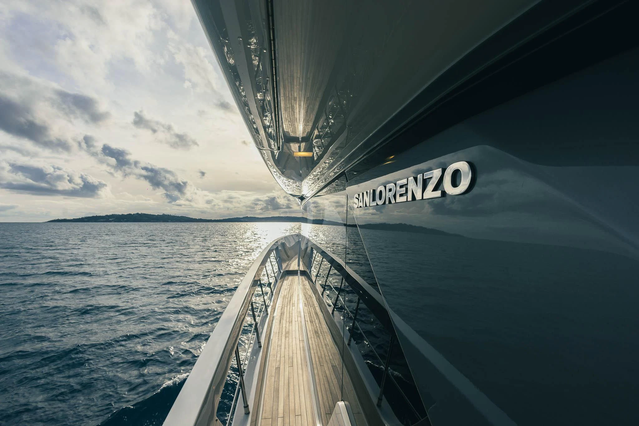 the front of a boat aboard VINCI II Yacht for Sale