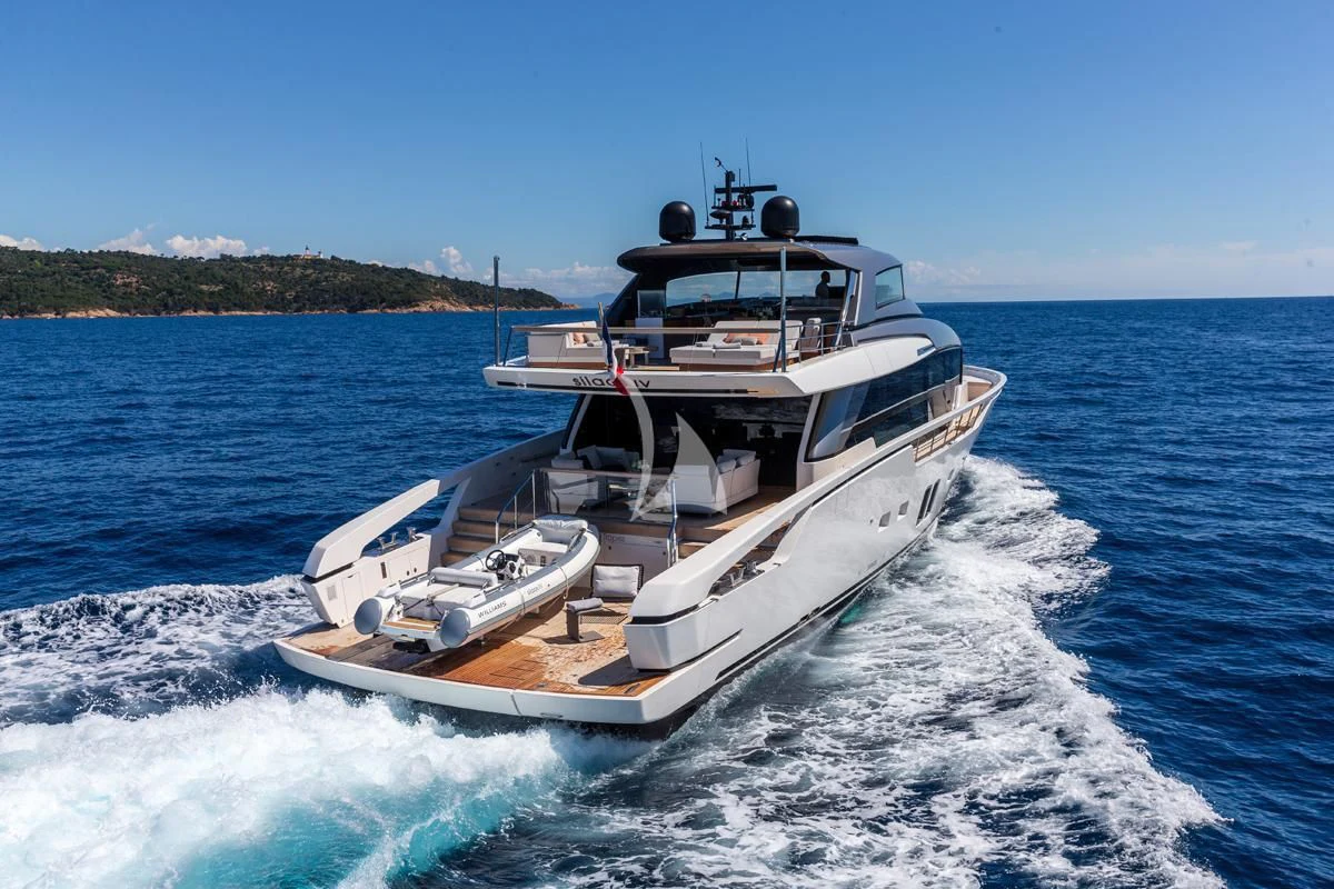 a boat on the water aboard VINCI II Yacht for Sale