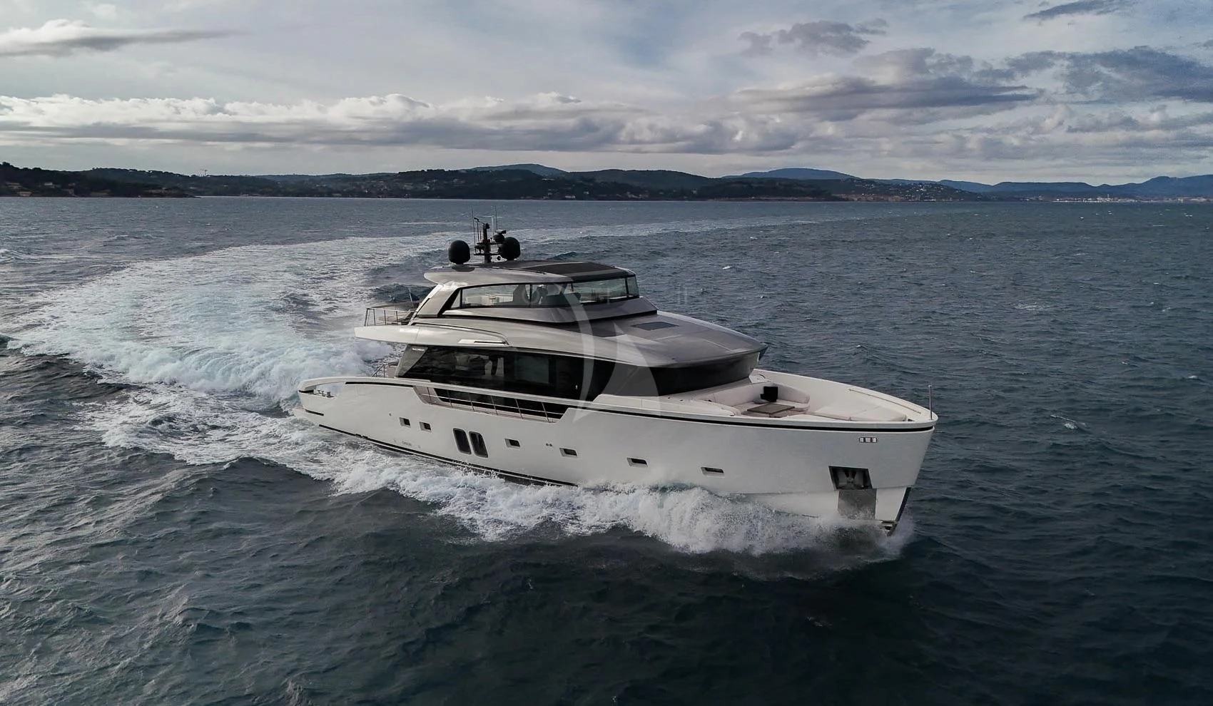 a boat on the water aboard VINCI II Yacht for Sale
