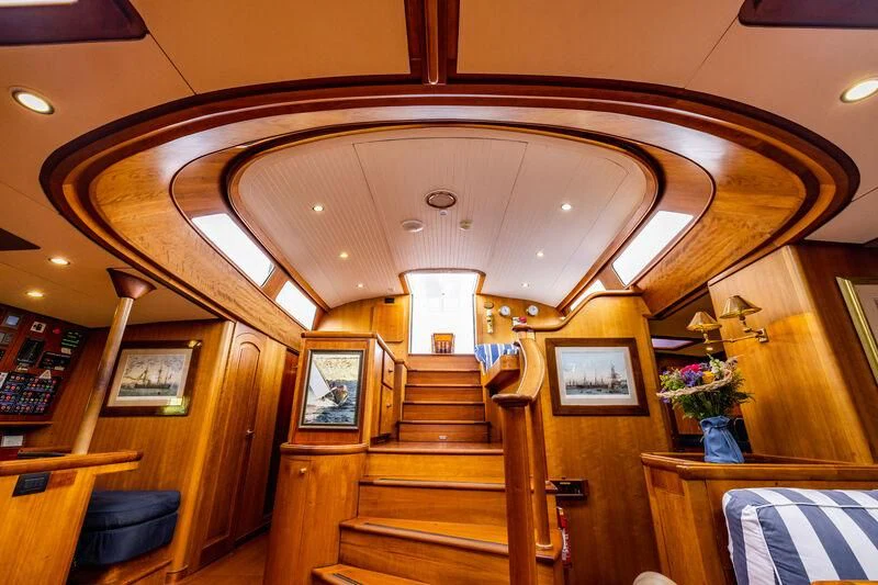 inside of a wooden building aboard BOLERO Yacht for Sale