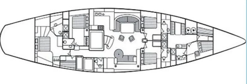 a diagram of a house aboard BOLERO Yacht for Sale