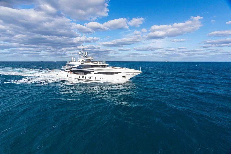 a boat in the water aboard BACCHANAL Yacht for Sale