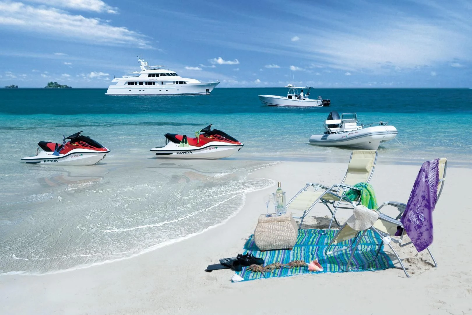 boats on the beach aboard MURPHY'S LAW Yacht for Charter