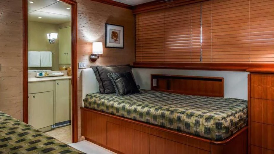 a bed in a room aboard MURPHY'S LAW Yacht for Charter