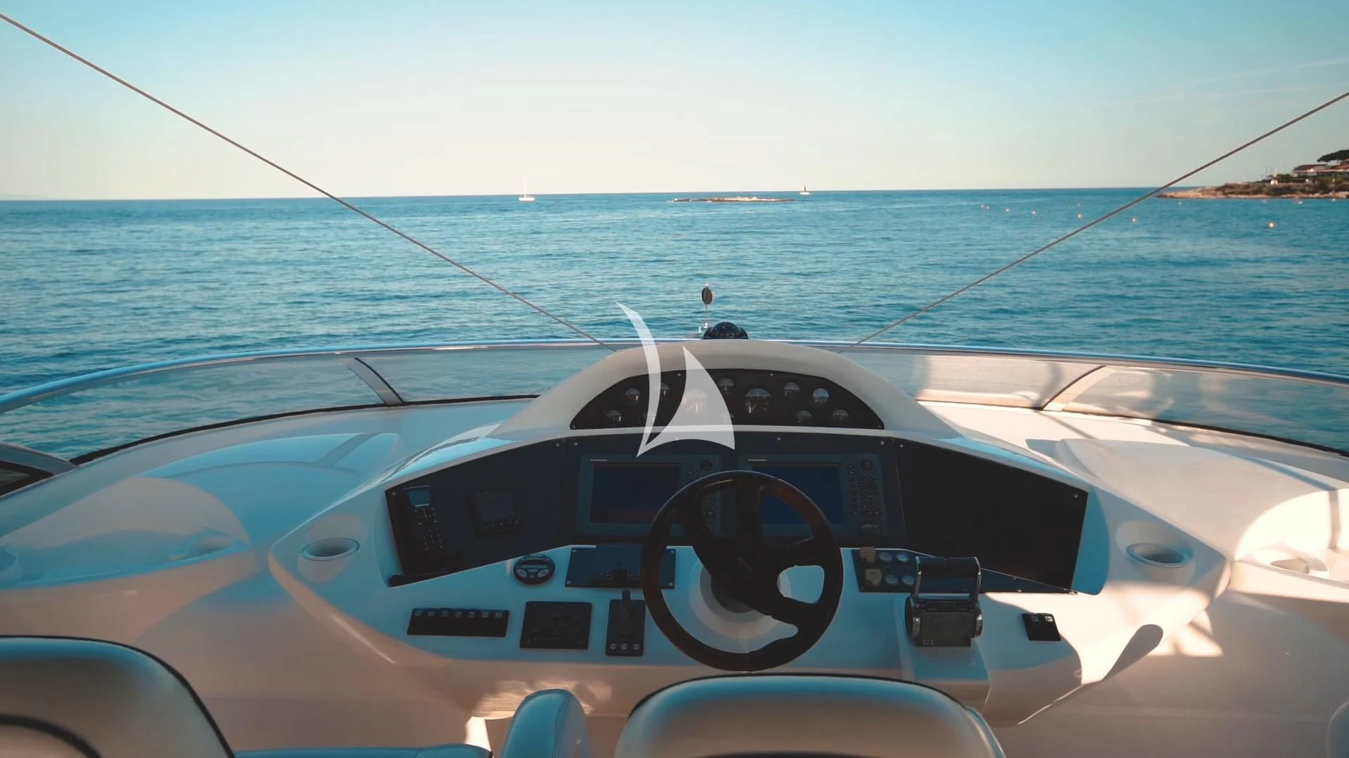 a white car on a boat aboard PEARL OF LONDON Yacht for Sale