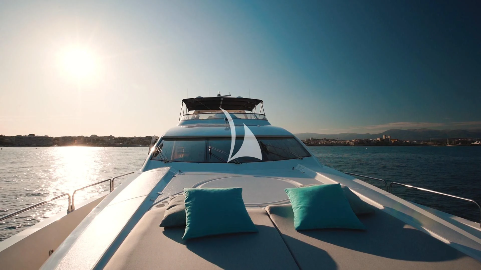 a boat on a lake aboard PEARL OF LONDON Yacht for Sale