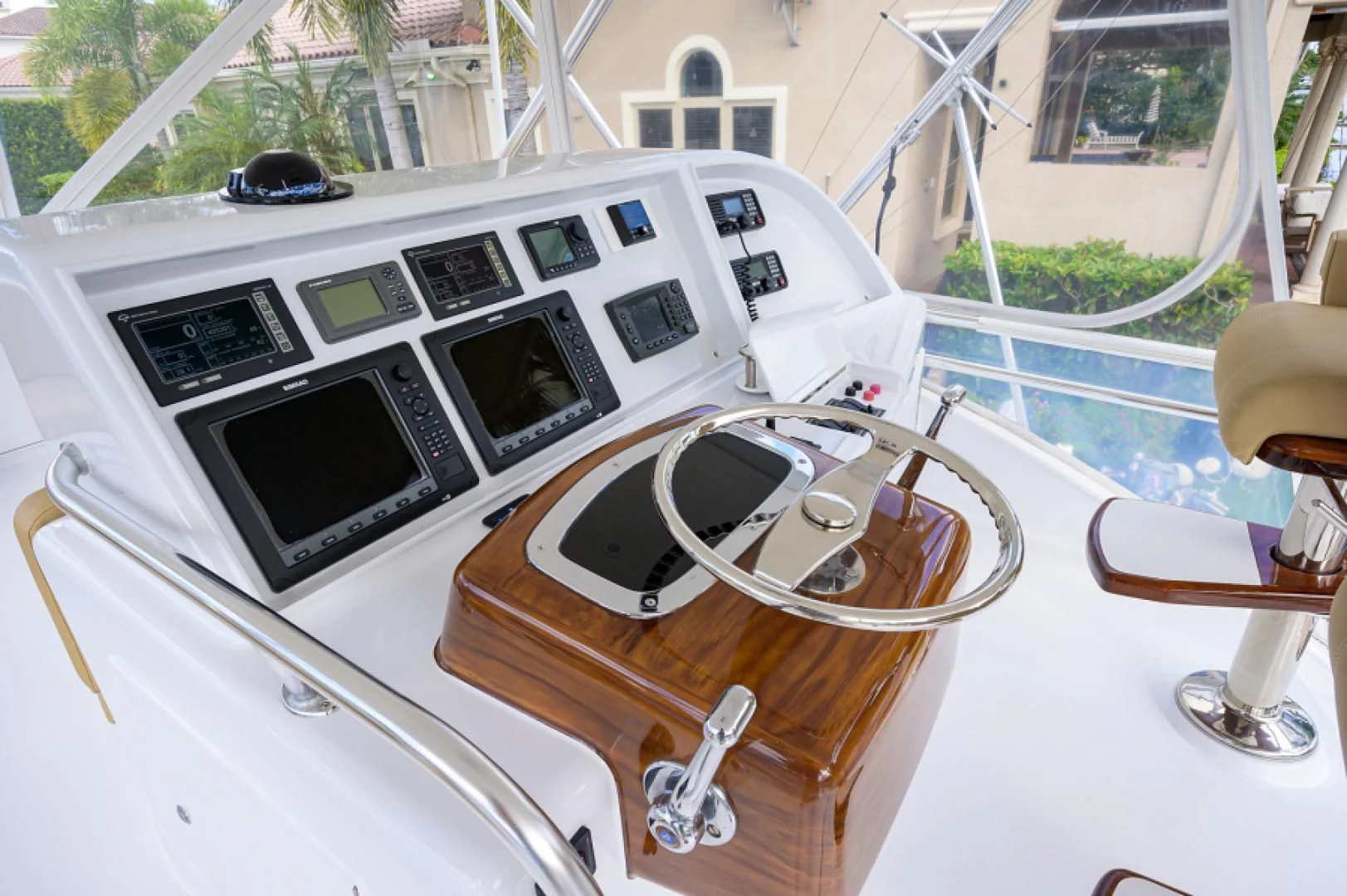 a car with a steering wheel aboard FLYING J Yacht for Sale