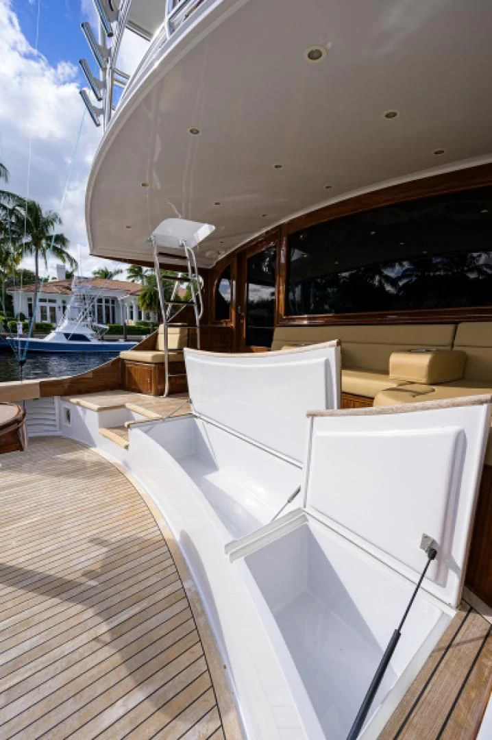 a boat on a deck aboard FLYING J Yacht for Sale