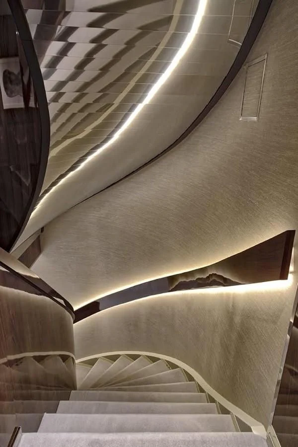 a staircase with a glass ceiling aboard MARQUISE Yacht for Sale