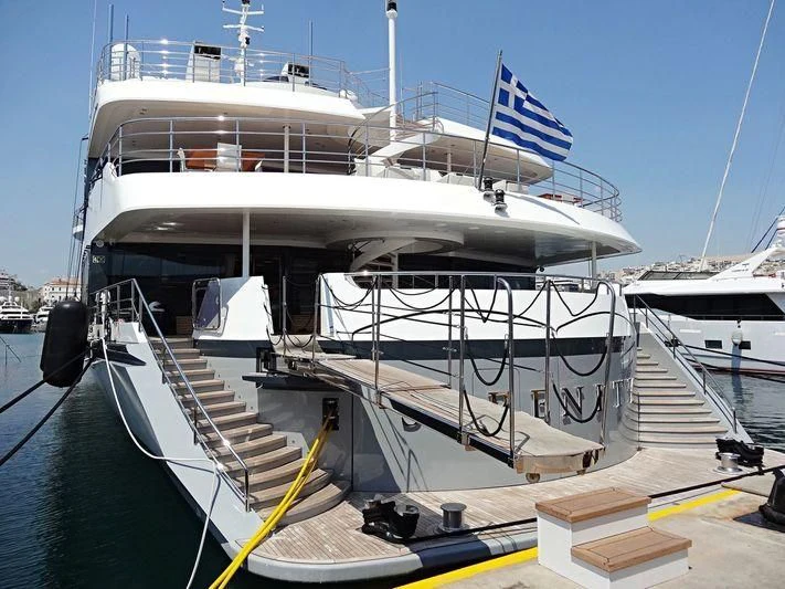 a large white boat docked aboard MARQUISE Yacht for Sale
