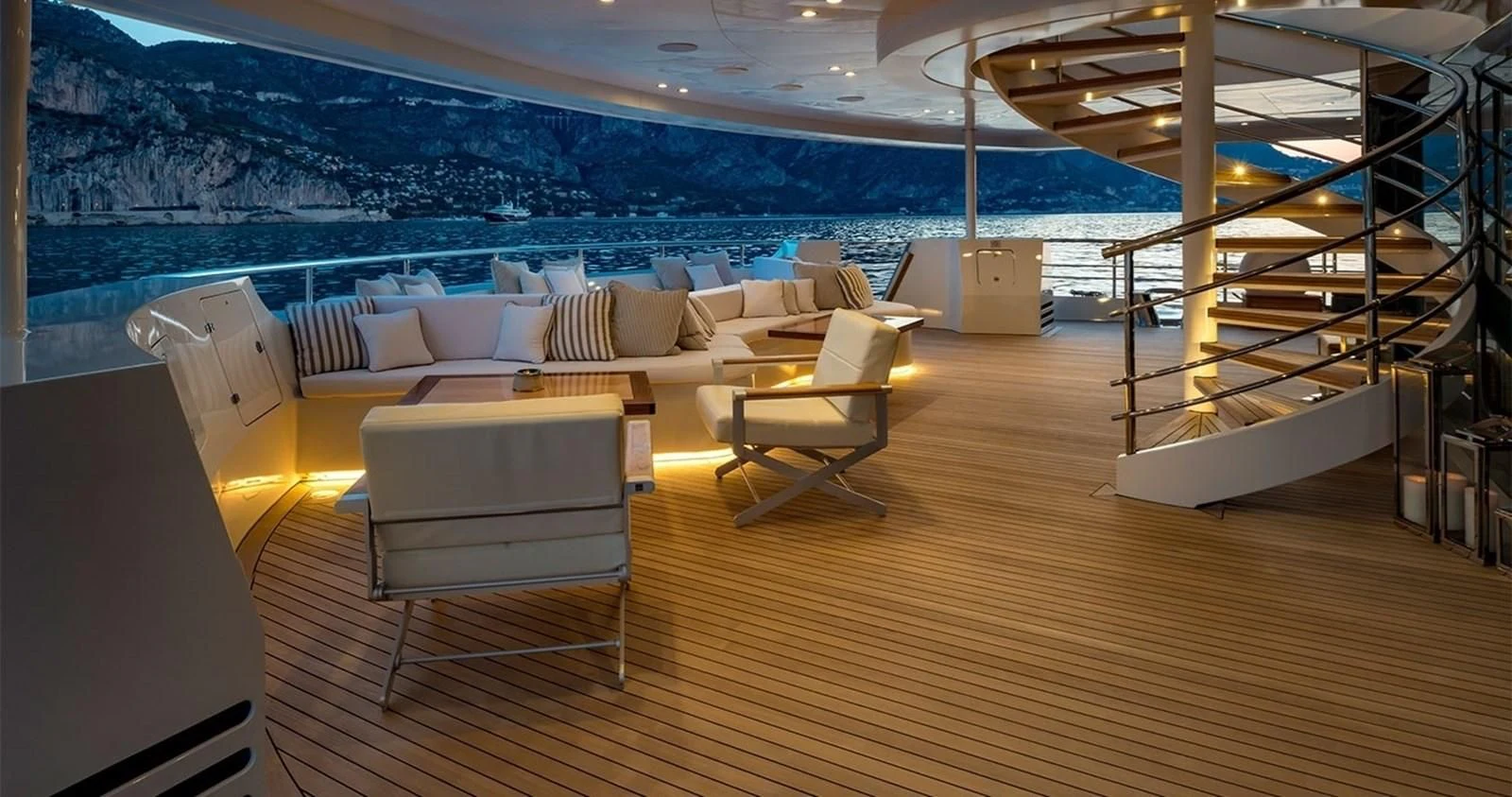 a room with a couch and a table aboard MARQUISE Yacht for Sale