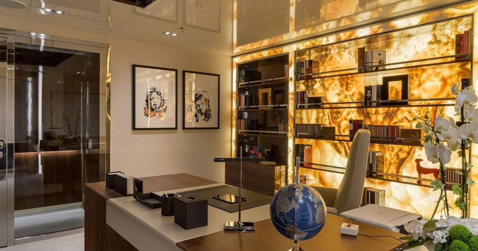 a room with a desk and a computer aboard MARQUISE Yacht for Sale